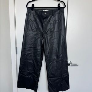 Zara Black Faux Leather Wide-Leg Pants